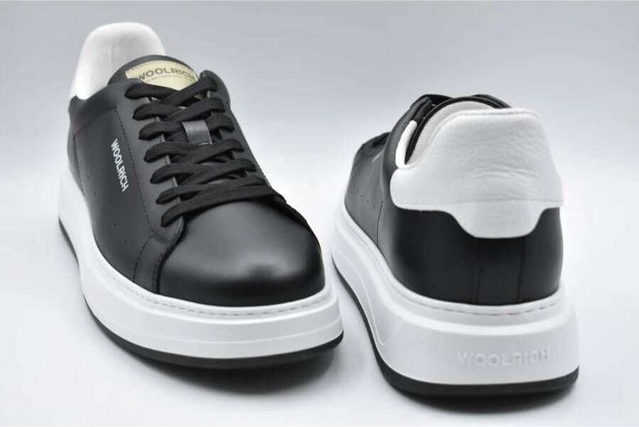 Woolrich Zwarte Leren Veterschoenen