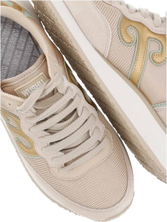 Wushu Ruyi Beige Leren Sneakers met Ruyi Logo
