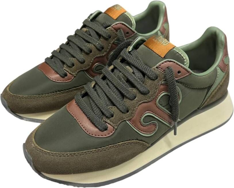 Wushu Ruyi Nylon en Suède Sneaker met PU-details Green Heren