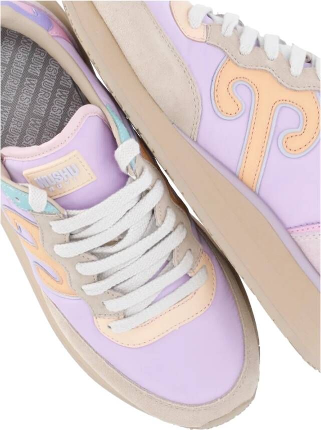 Wushu Ruyi Paarse Stoffen Leren Sneakers