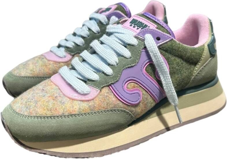Wushu Ruyi Sneaker van suède en nylon met PU-details Green Dames