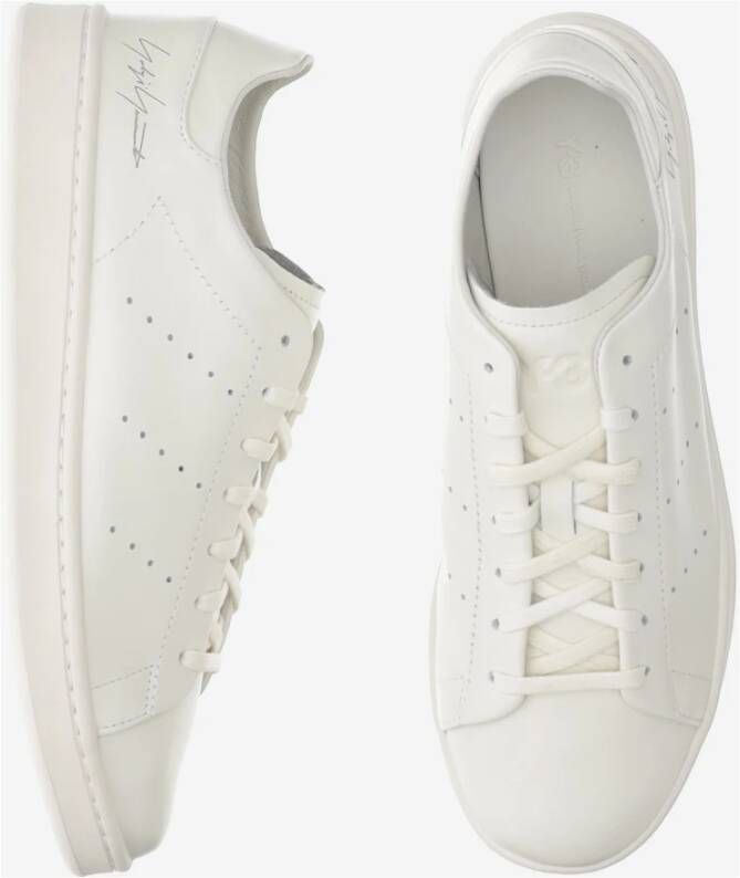Y-3 Leren sneakers met ronde neus White Dames