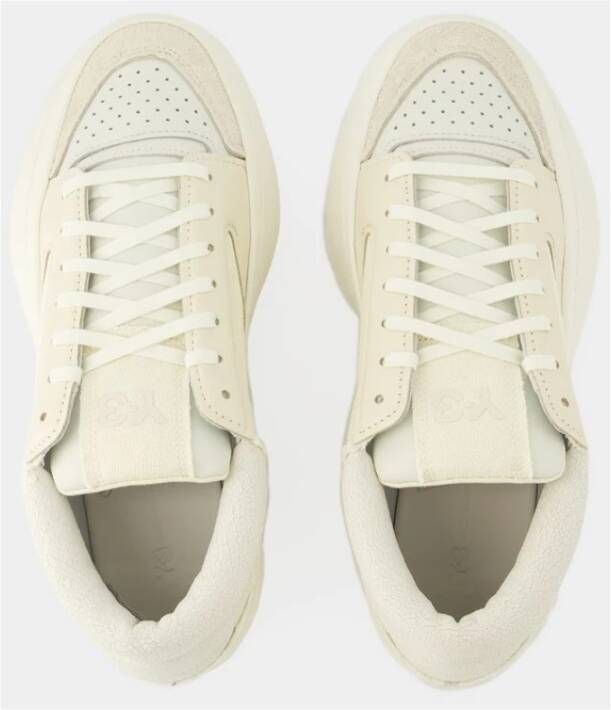 Y-3 Lux Bball Low Sneakers Leer Wit Beige Dames