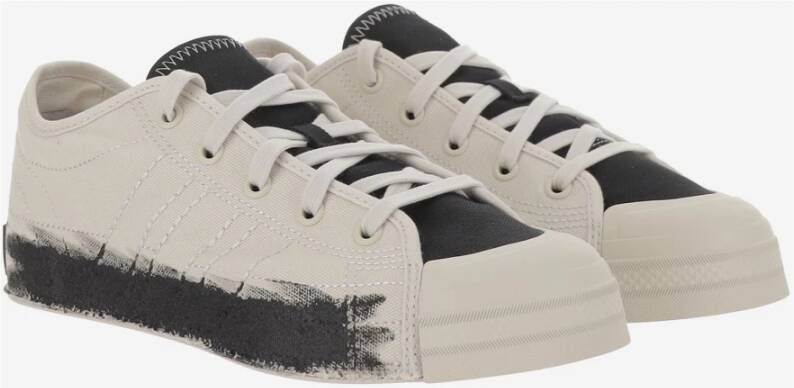 Y-3 Witte Zwarte Sneakers Ronde Neus Vetersluiting White Heren
