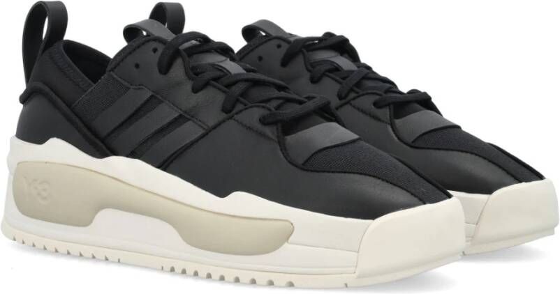 Y-3 Leren Rivarly Sneakers met Platte Veters Black Heren
