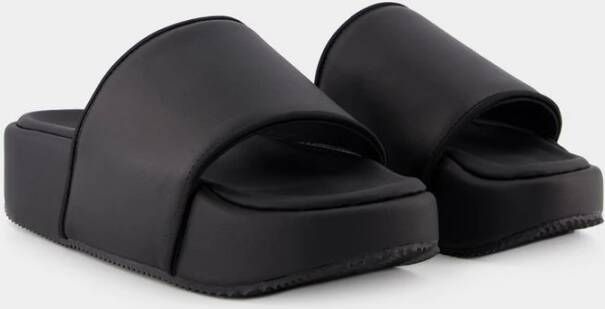 Y-3 Zwarte Leren Slides voor Dames Zwart Dames