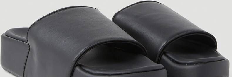 Y-3 Verhoog je zomerse stijl met leren Flatform Slides Zwart Heren
