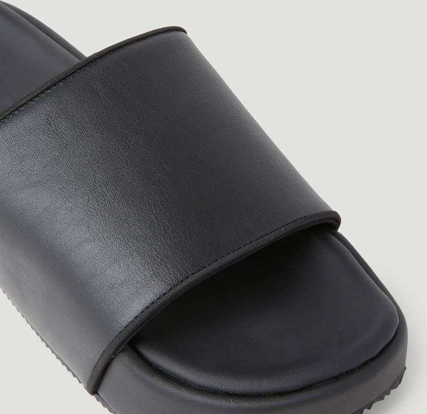 Y-3 Verhoog je zomerse stijl met leren Flatform Slides Zwart Heren