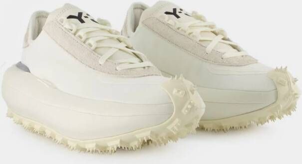 Y-3 Elegante Cream Grey Leren Sneakers Wit Dames