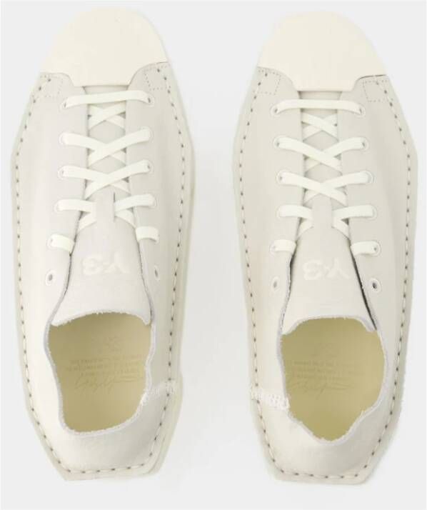 Y-3 Witte Leren Renga Lo Sneakers Beige Heren