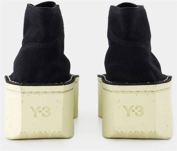 Y-3 Zwart Wit Leren Sneakers Renga Hi Zwart Dames
