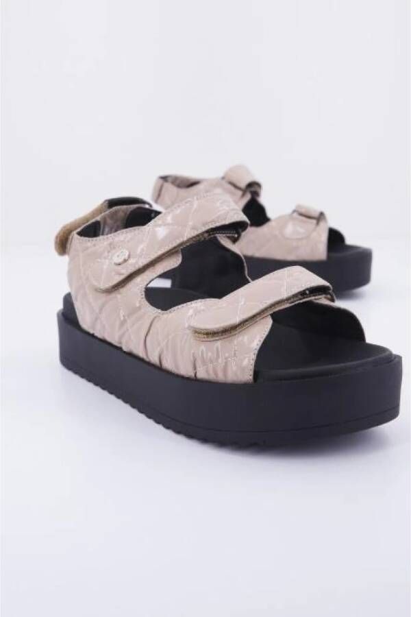 Yellow Gewatteerde Platte Sandalen