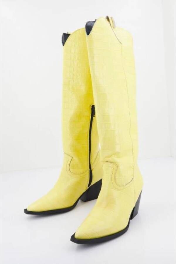 Yellow Western Style High Boots
