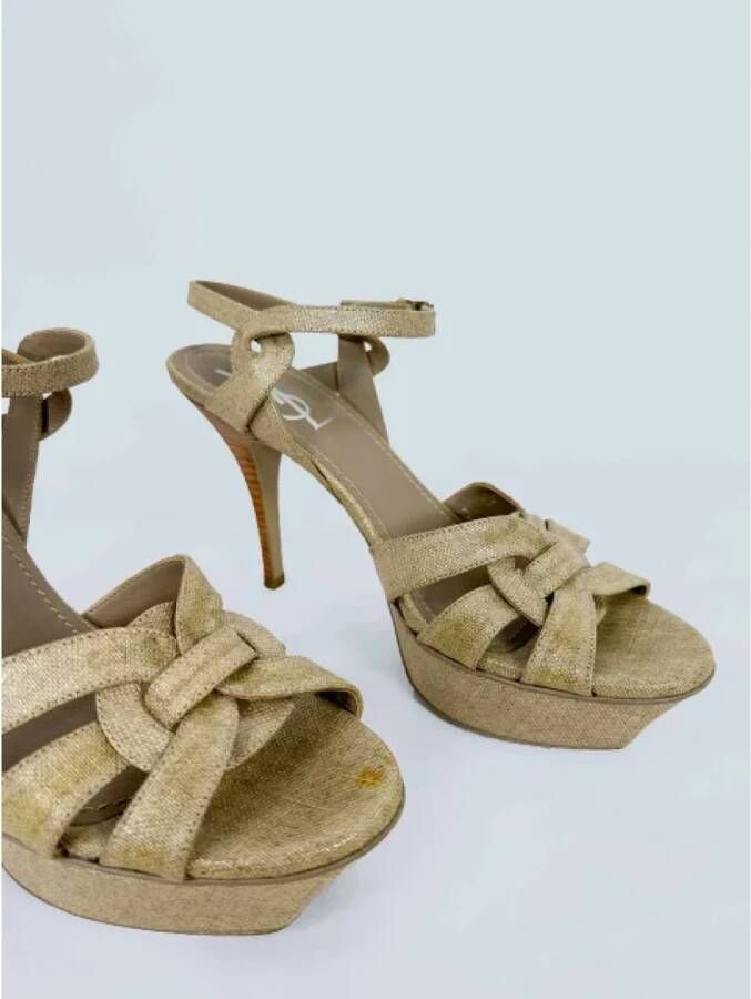Yves Saint Laurent Vintage Pre-owned Canvas sandals Beige Dames