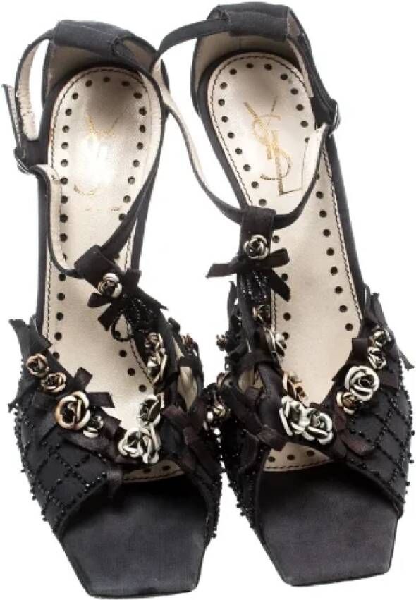 Yves Saint Laurent Vintage Pre-owned Canvas sandals Black Dames