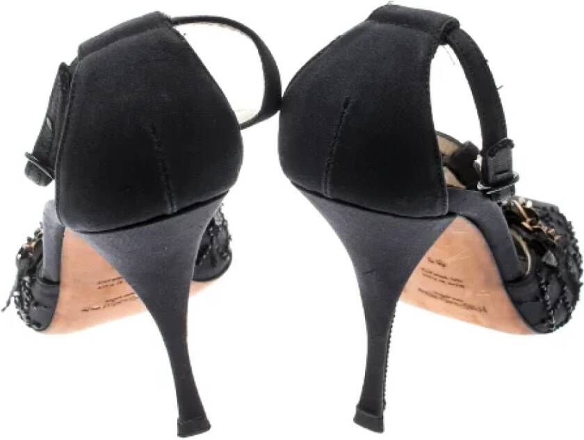 Yves Saint Laurent Vintage Pre-owned Canvas sandals Black Dames