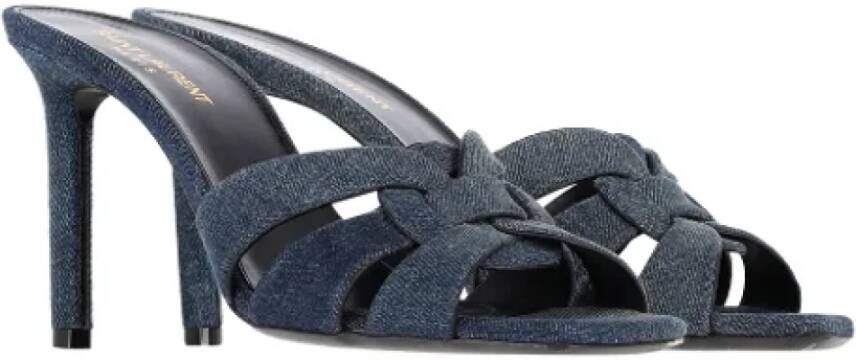 Yves Saint Laurent Vintage Pre-owned Cotton sandals Blue Dames