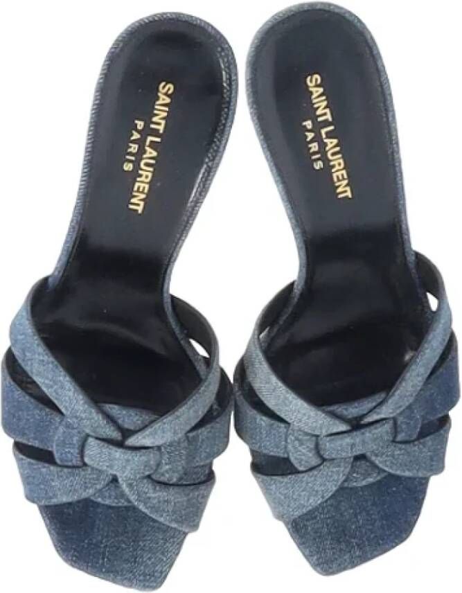 Yves Saint Laurent Vintage Pre-owned Cotton sandals Blue Dames