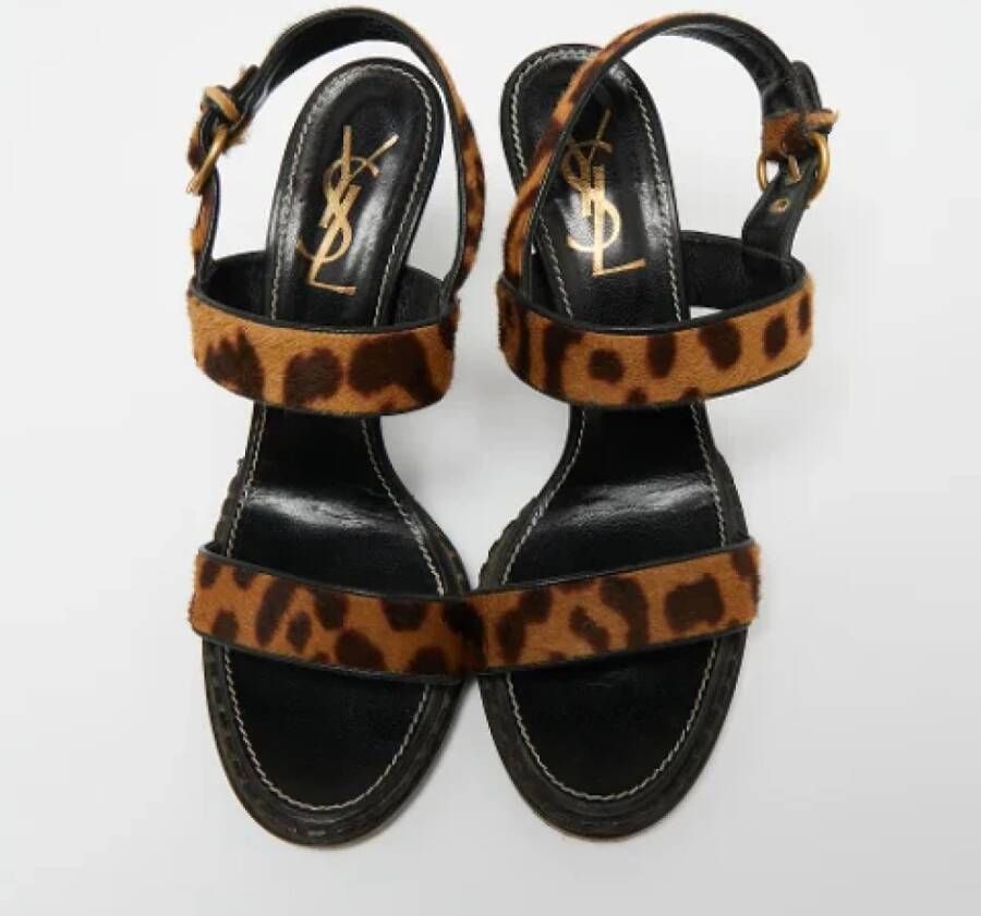 Yves Saint Laurent Vintage Pre-owned Fabric sandals Brown Dames
