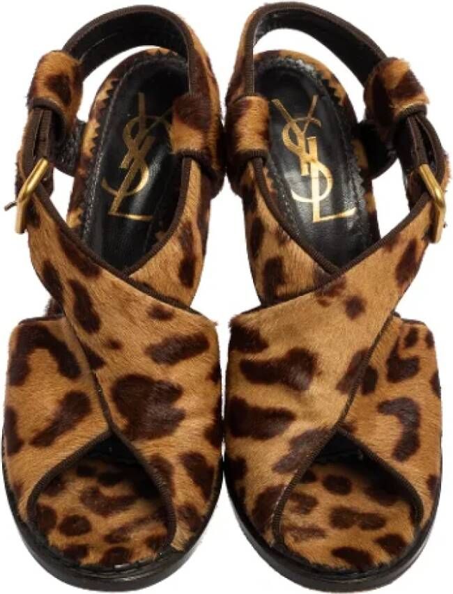 Yves Saint Laurent Vintage Pre-owned Fabric sandals Brown Dames