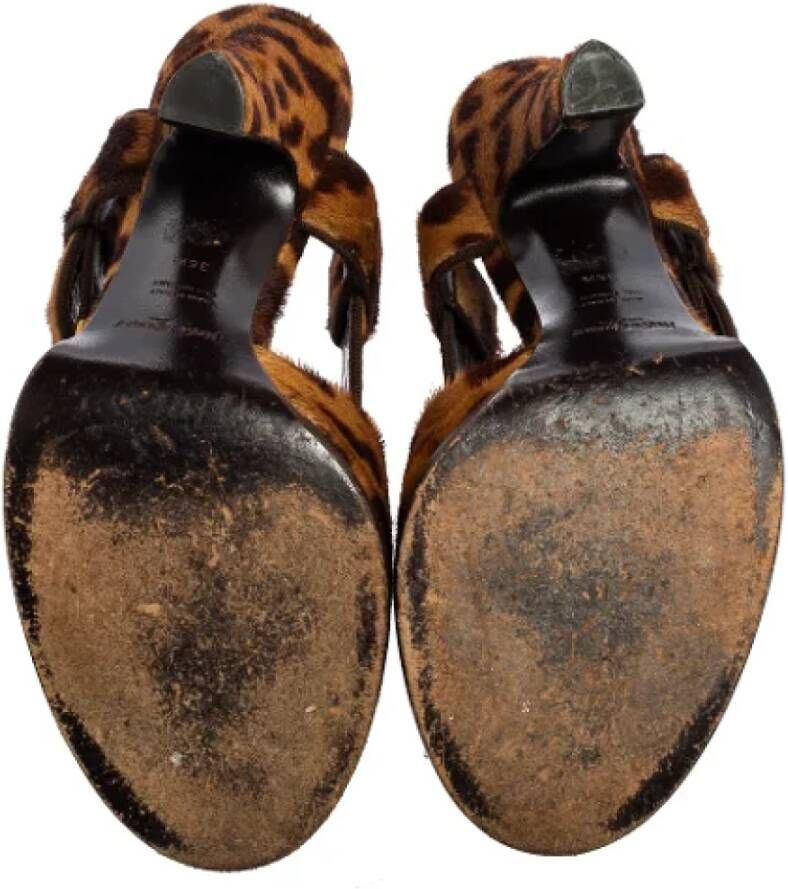 Yves Saint Laurent Vintage Pre-owned Fabric sandals Brown Dames