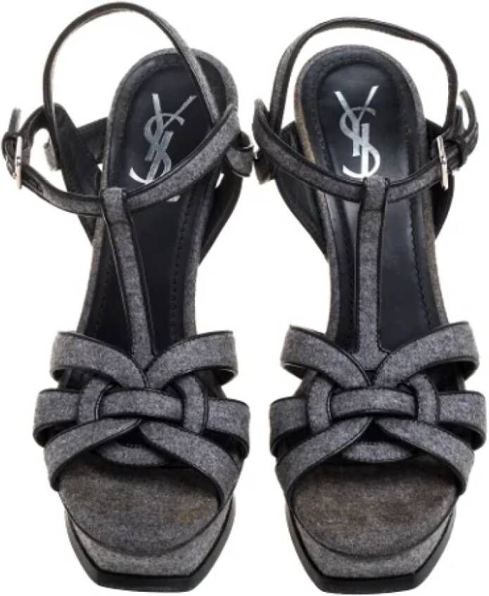 Yves Saint Laurent Vintage Pre-owned Fabric sandals Gray Dames