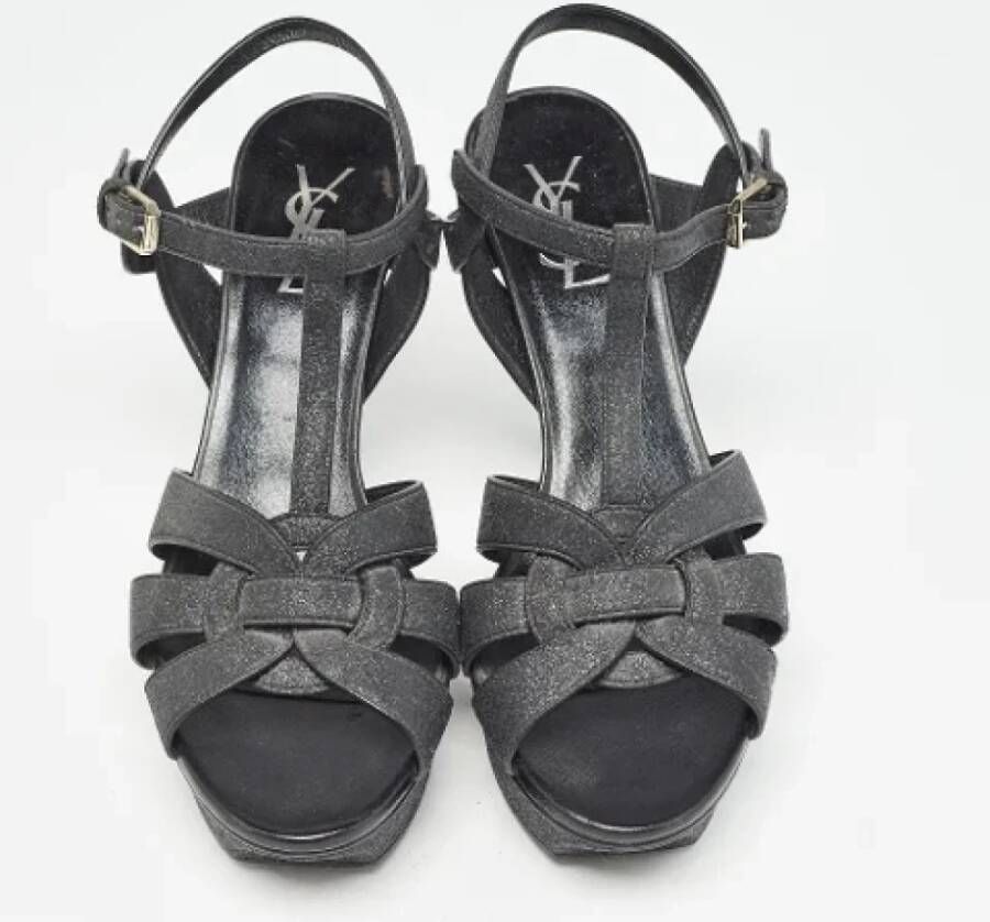 Yves Saint Laurent Vintage Pre-owned Fabric sandals Gray Dames