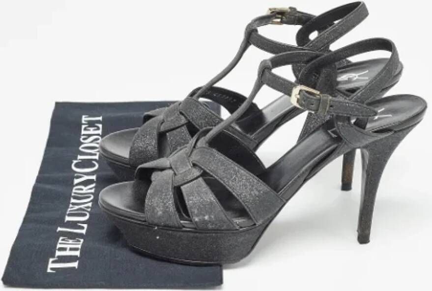 Yves Saint Laurent Vintage Pre-owned Fabric sandals Gray Dames