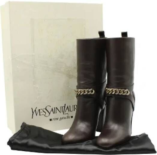 Yves Saint Laurent Vintage Pre-owned Leather boots Brown Dames