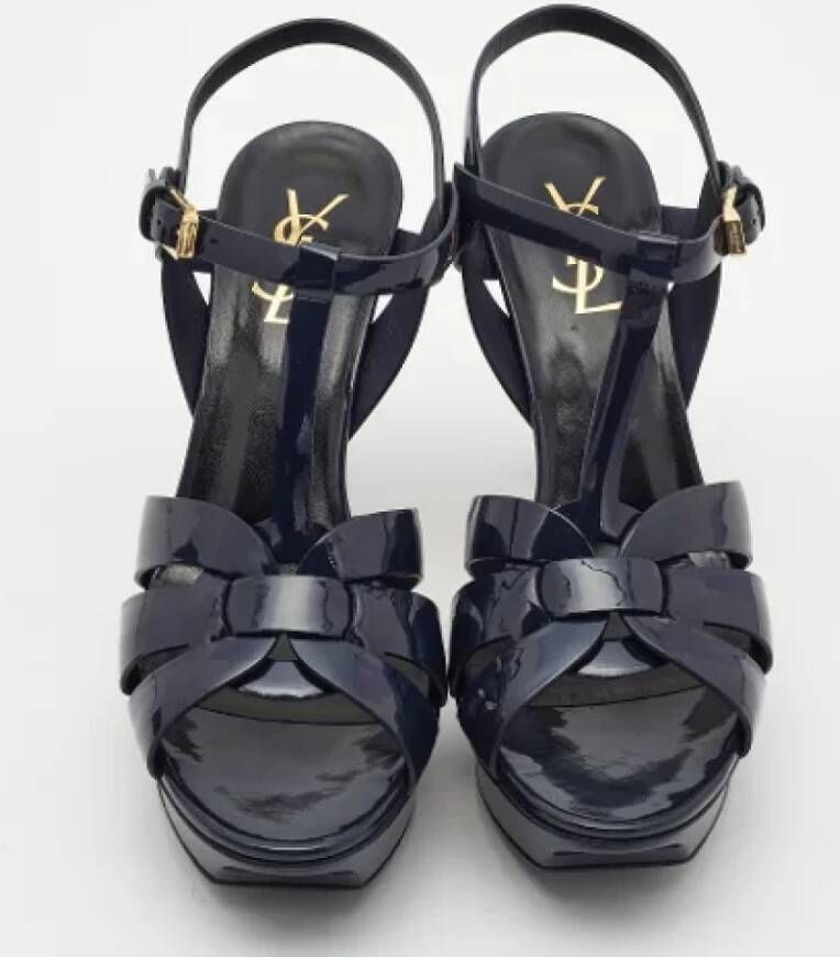 Yves Saint Laurent Vintage Pre-owned Leather sandals Blue Dames