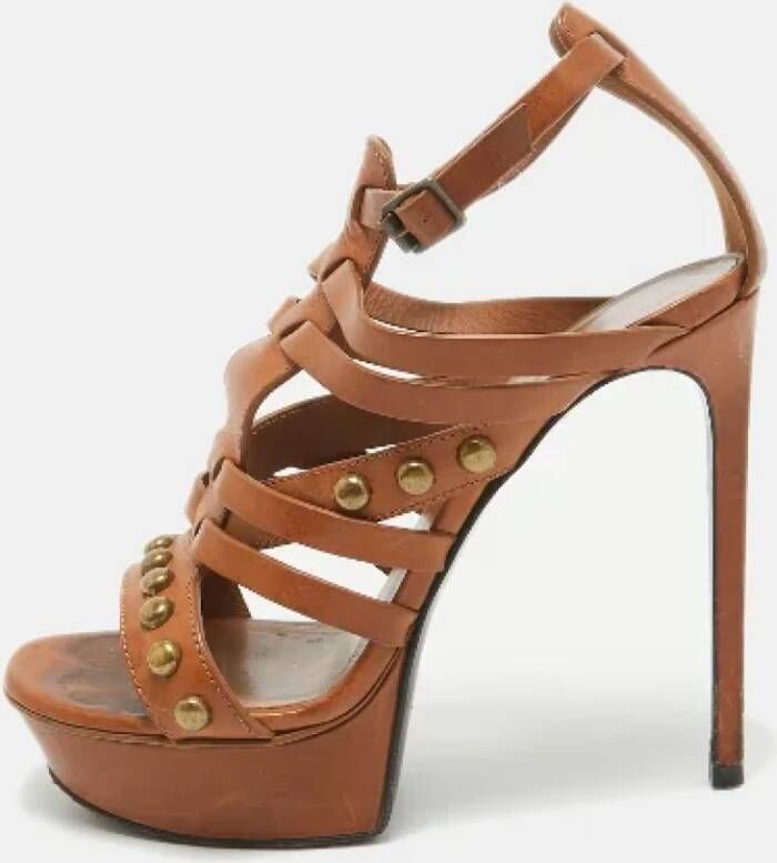 Yves Saint Laurent Vintage Pre-owned Leather sandals Brown Dames