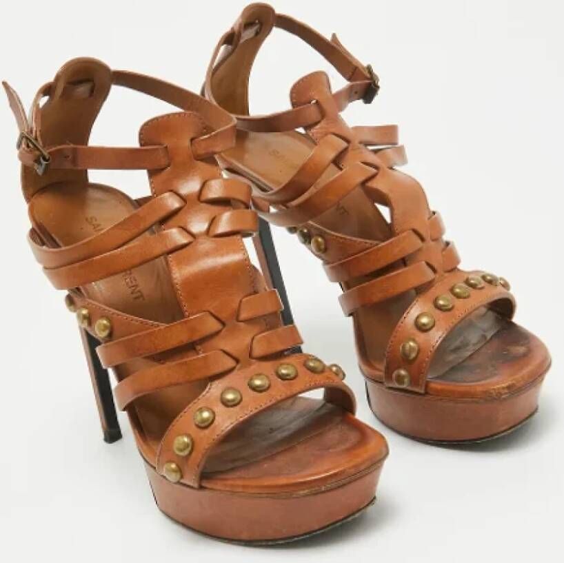 Yves Saint Laurent Vintage Pre-owned Leather sandals Brown Dames