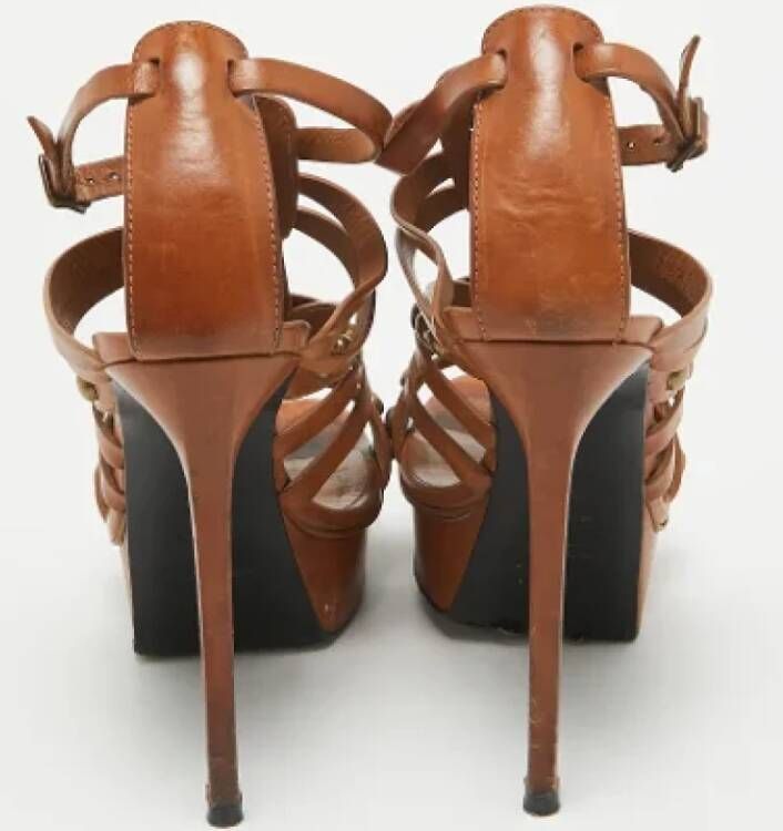 Yves Saint Laurent Vintage Pre-owned Leather sandals Brown Dames
