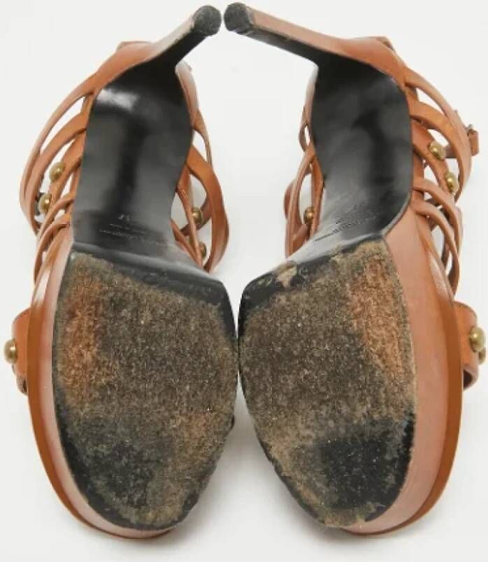 Yves Saint Laurent Vintage Pre-owned Leather sandals Brown Dames