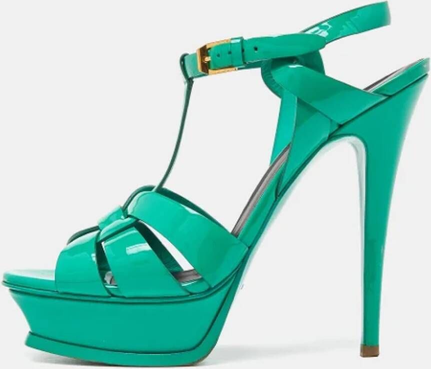 Yves Saint Laurent Vintage Pre-owned Leather sandals Green Dames