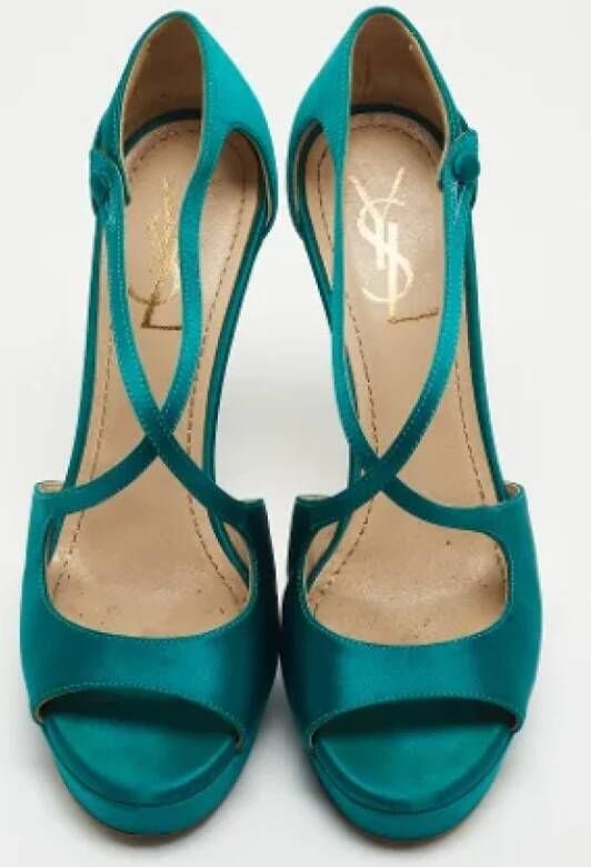 Yves Saint Laurent Vintage Pre-owned Satin sandals Green Dames