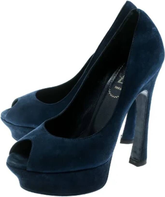 Yves Saint Laurent Vintage Pre-owned Suede heels Blue Dames