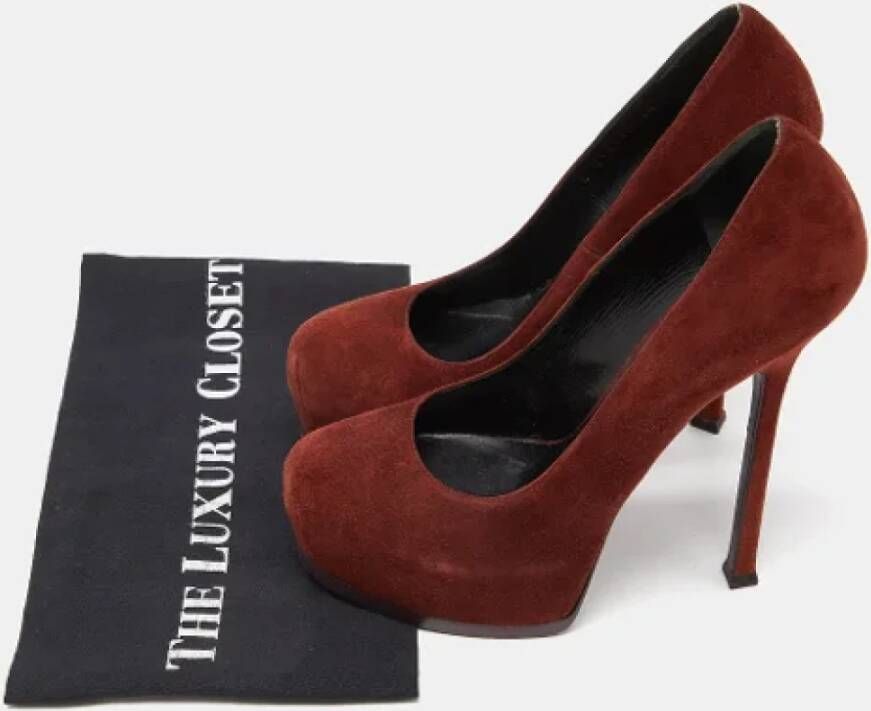 Yves Saint Laurent Vintage Pre-owned Suede heels Brown Dames