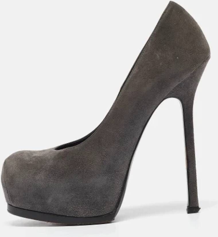 Yves Saint Laurent Vintage Pre-owned Suede heels Gray Dames