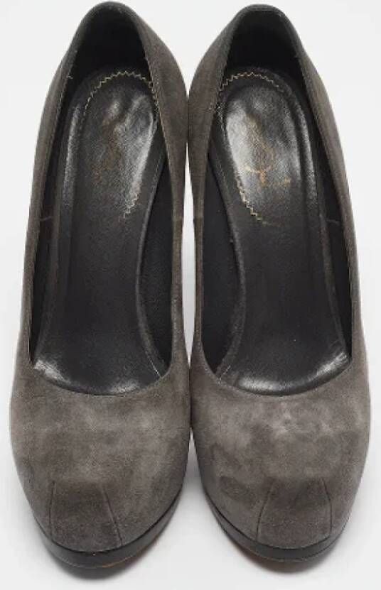 Yves Saint Laurent Vintage Pre-owned Suede heels Gray Dames