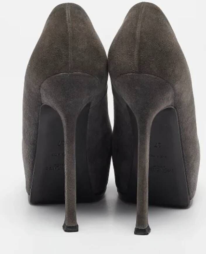 Yves Saint Laurent Vintage Pre-owned Suede heels Gray Dames