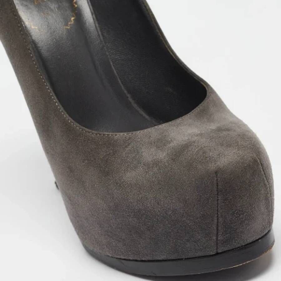 Yves Saint Laurent Vintage Pre-owned Suede heels Gray Dames