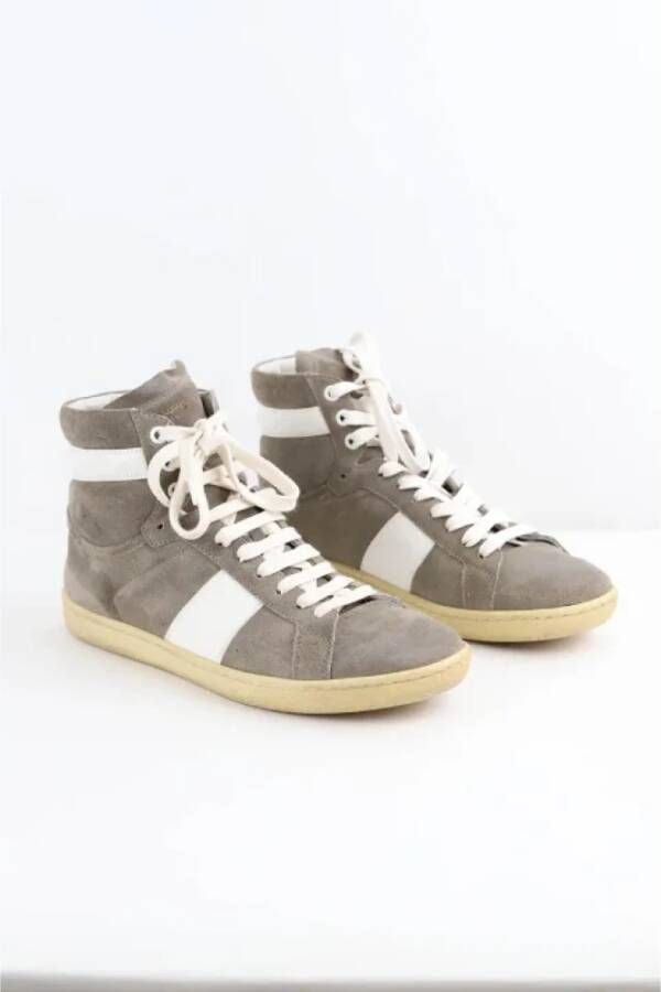 Yves Saint Laurent Vintage Pre-owned Suede sneakers Gray Heren