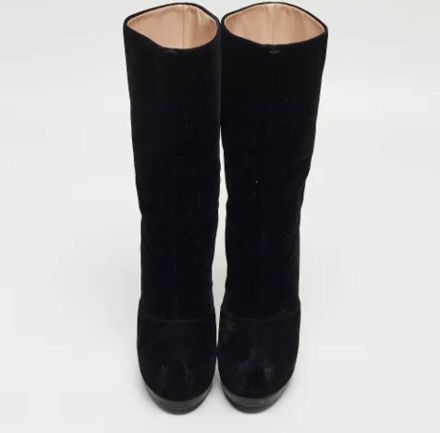 Yves Saint Laurent Vintage Pre-owned Velvet boots Black Dames