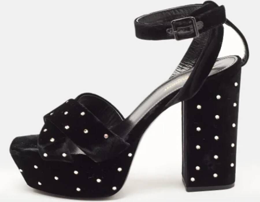 Yves Saint Laurent Vintage Pre-owned Velvet sandals Black Dames