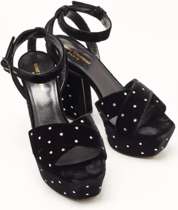 Yves Saint Laurent Vintage Pre-owned Velvet sandals Black Dames