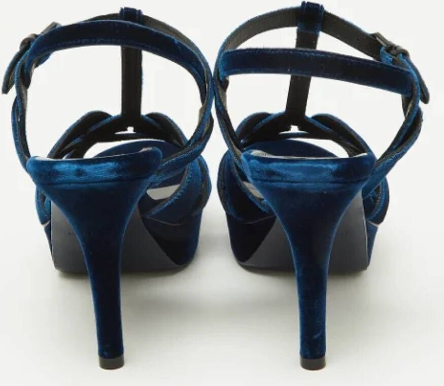 Yves Saint Laurent Vintage Pre-owned Velvet sandals Blue Dames