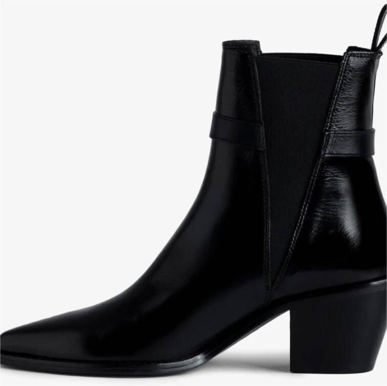Zadig & Voltaire Vintage leren enkellaarzen met C-gesp Black Dames