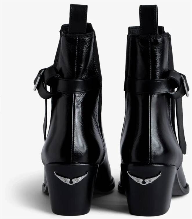 Zadig & Voltaire Vintage leren enkellaarzen met C-gesp Black Dames