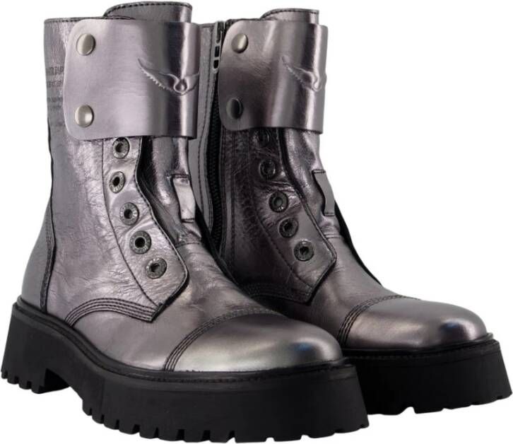 Zadig & Voltaire Zilveren Leren Enkellaarzen